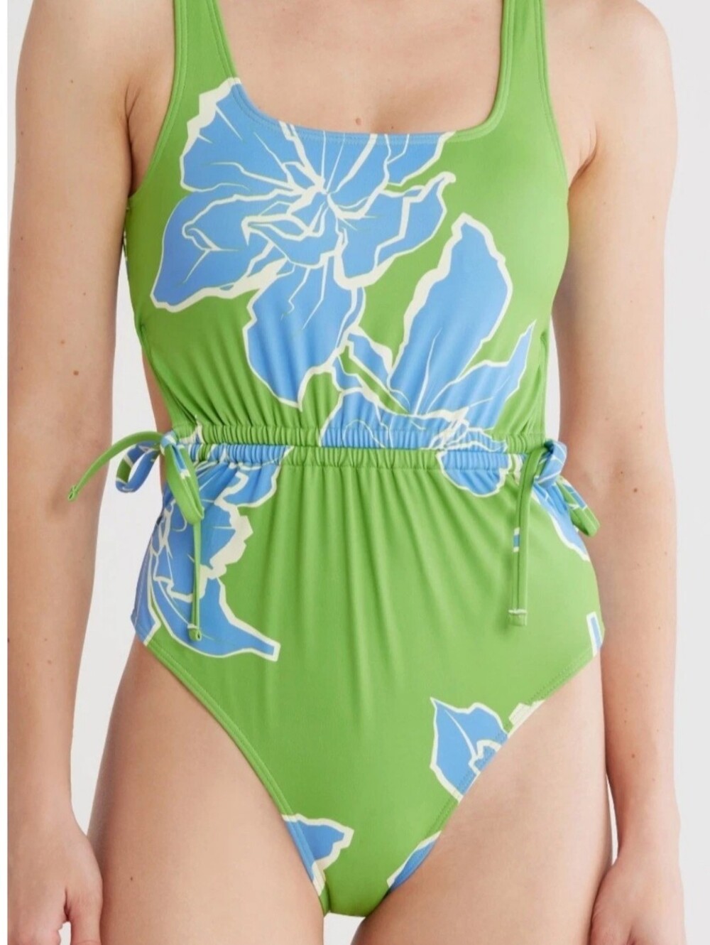 Anthropologie Hutch Mendes Green And Blue Floral One Piece Swimsuit
